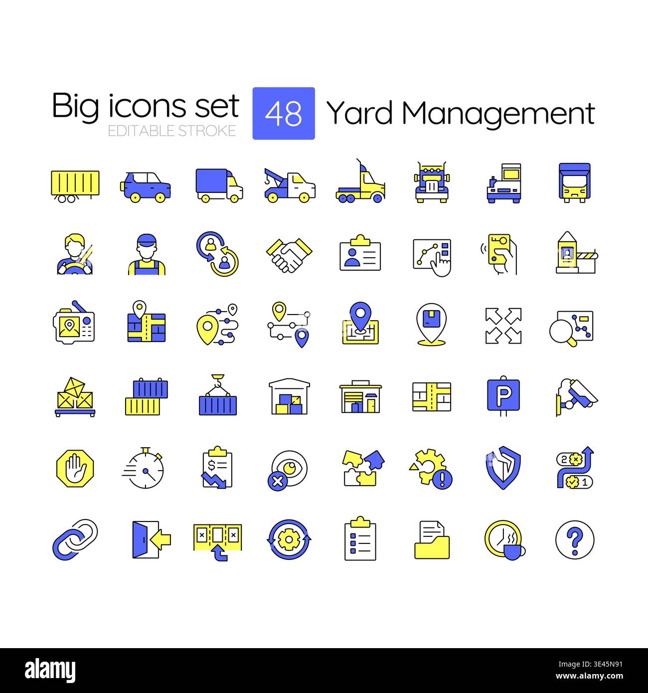 Yard management line color icons set Stock Vector