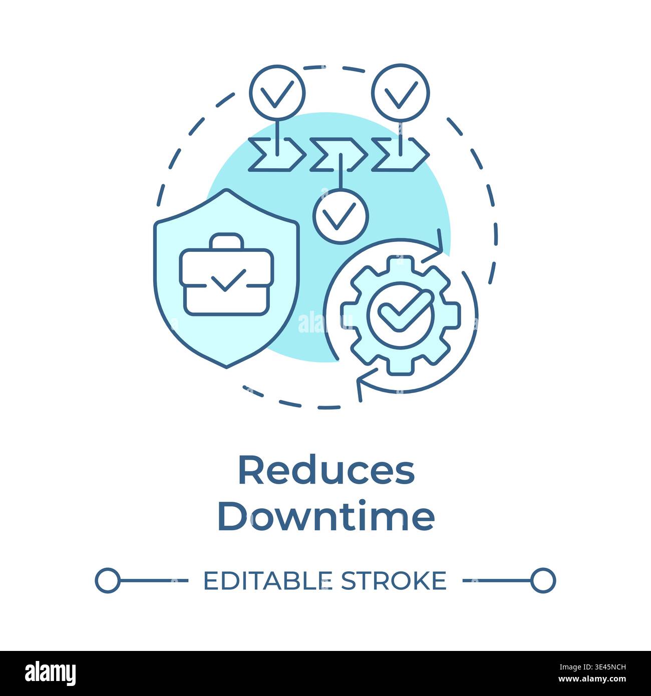 Reduces downtime soft blue concept icon Stock Vector