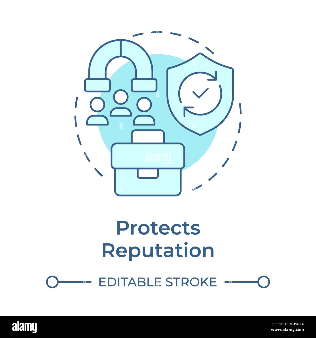 Protects reputation soft blue concept icon Stock Vector