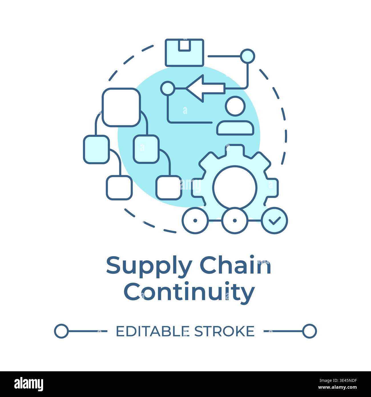 Supply chain continuity soft blue concept icon Stock Vector