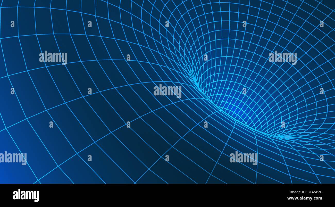 High-tech nanotechnology tunnel with 3D wireframe Stock Vector