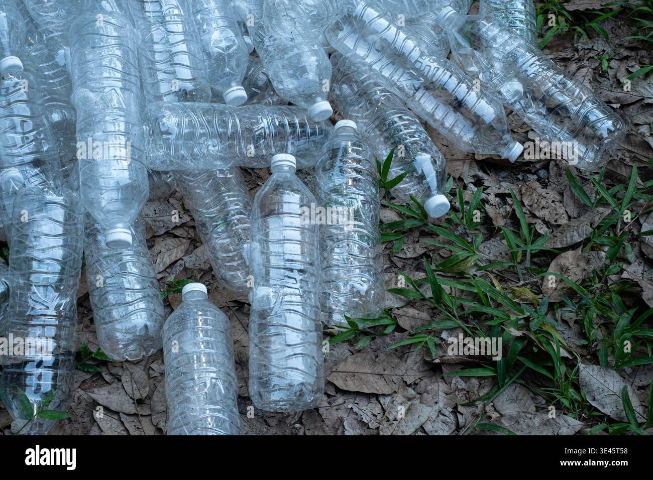 Several empty clear plastic bottles Stock Photo