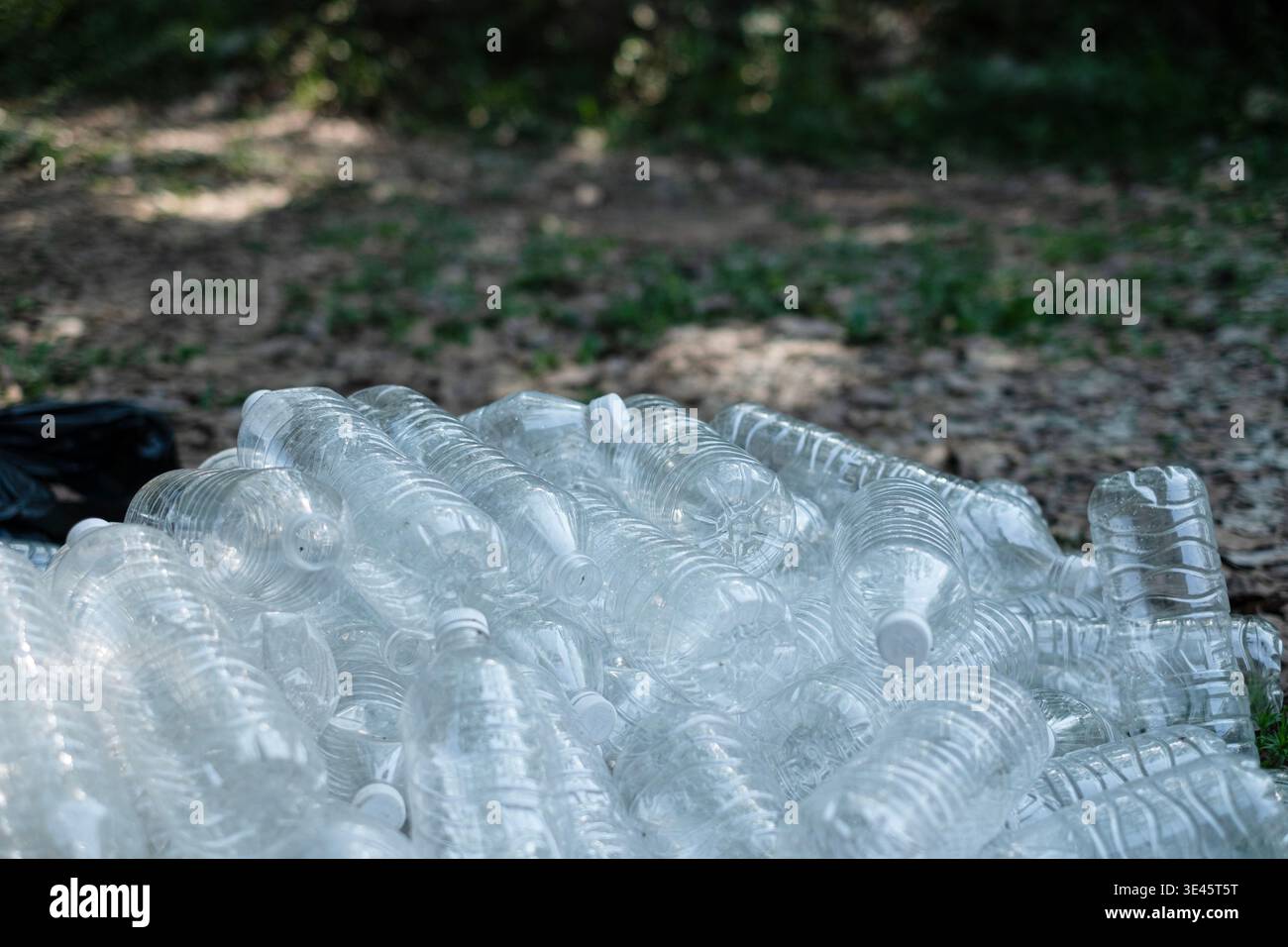 Pile empty clear plastic bottle Stock Photo