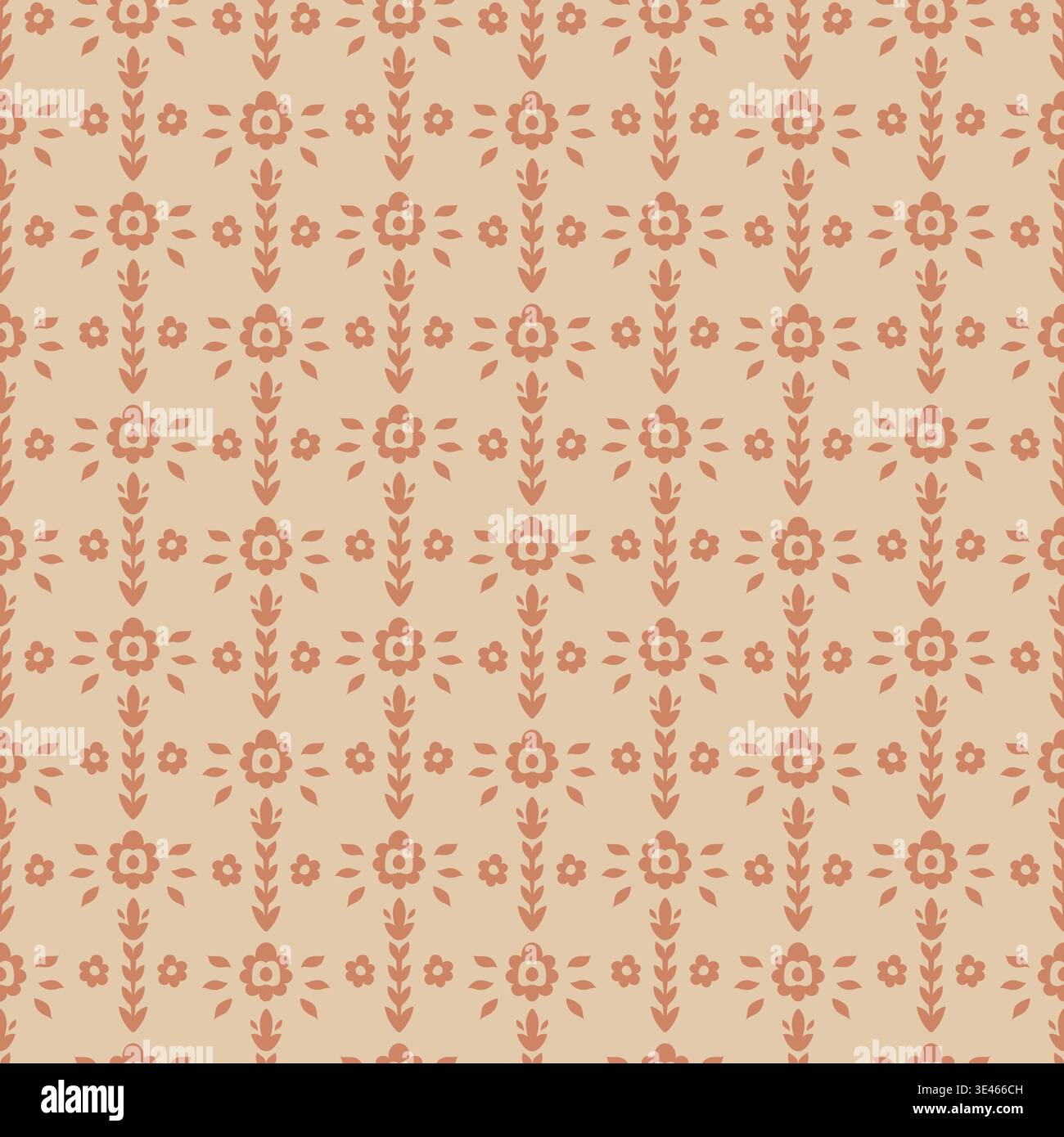 Rustic Folk Floral Geometric Grid Stock Vector