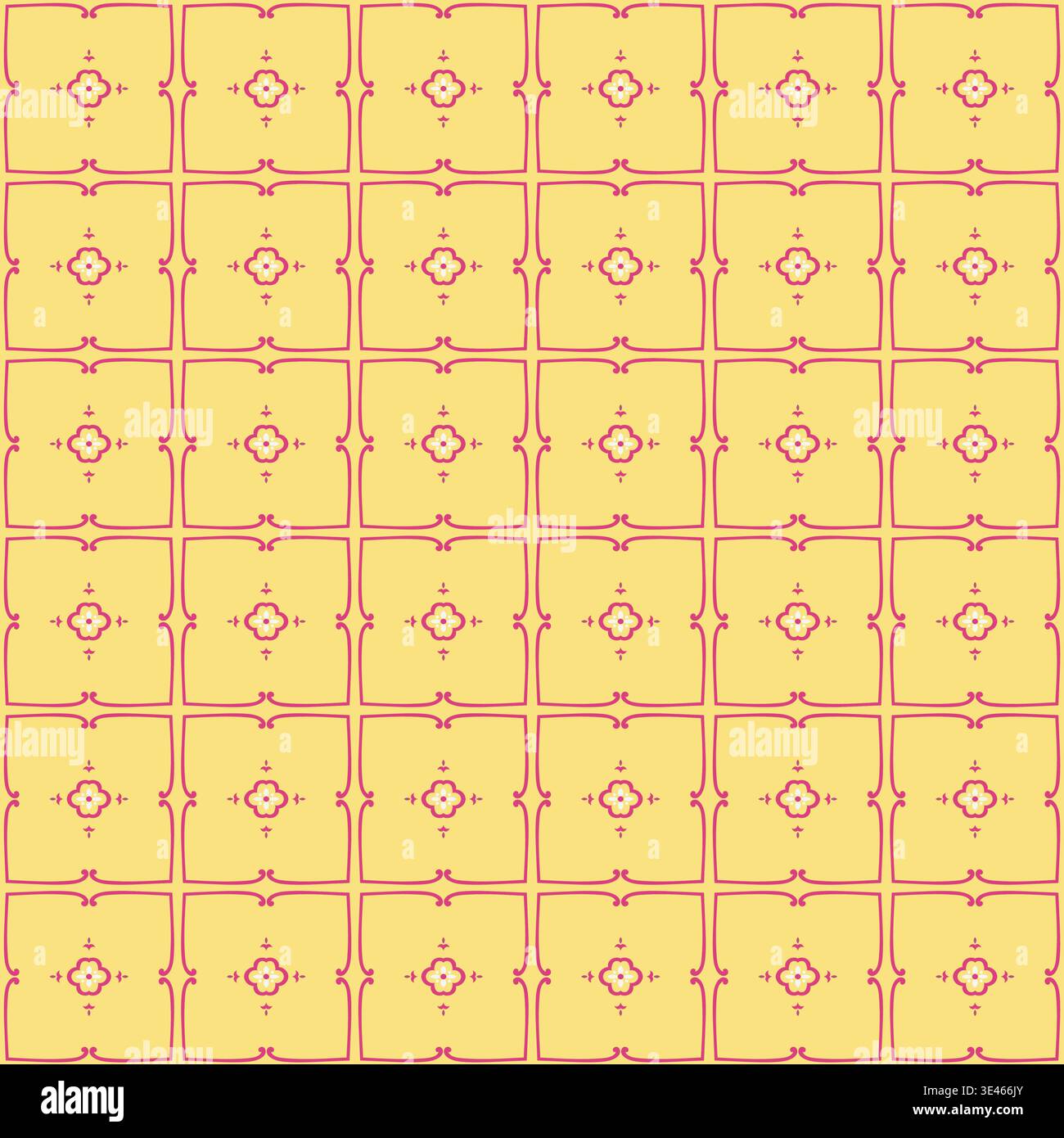 Yellow Retro Square Tile Graphic Stock Vector