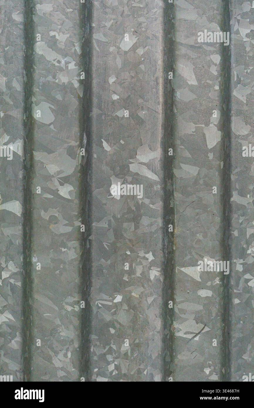 Galvanized corrugated metal sheet texture background Stock Photo