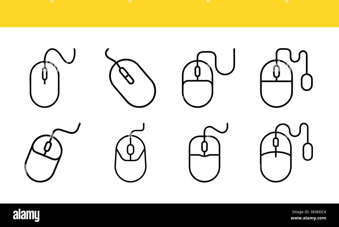 Computer Mouse Line Icons Set, Input Device Outline Vector Collection Stock Vector