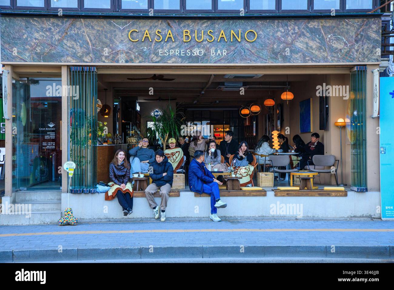 South Korea, Busan, Gwangalli Beach, cafe Stock Photo
