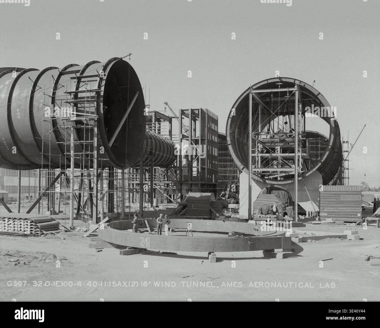 Construction of the 16ft high-speed wind tunnel at Ames on October 4 ...