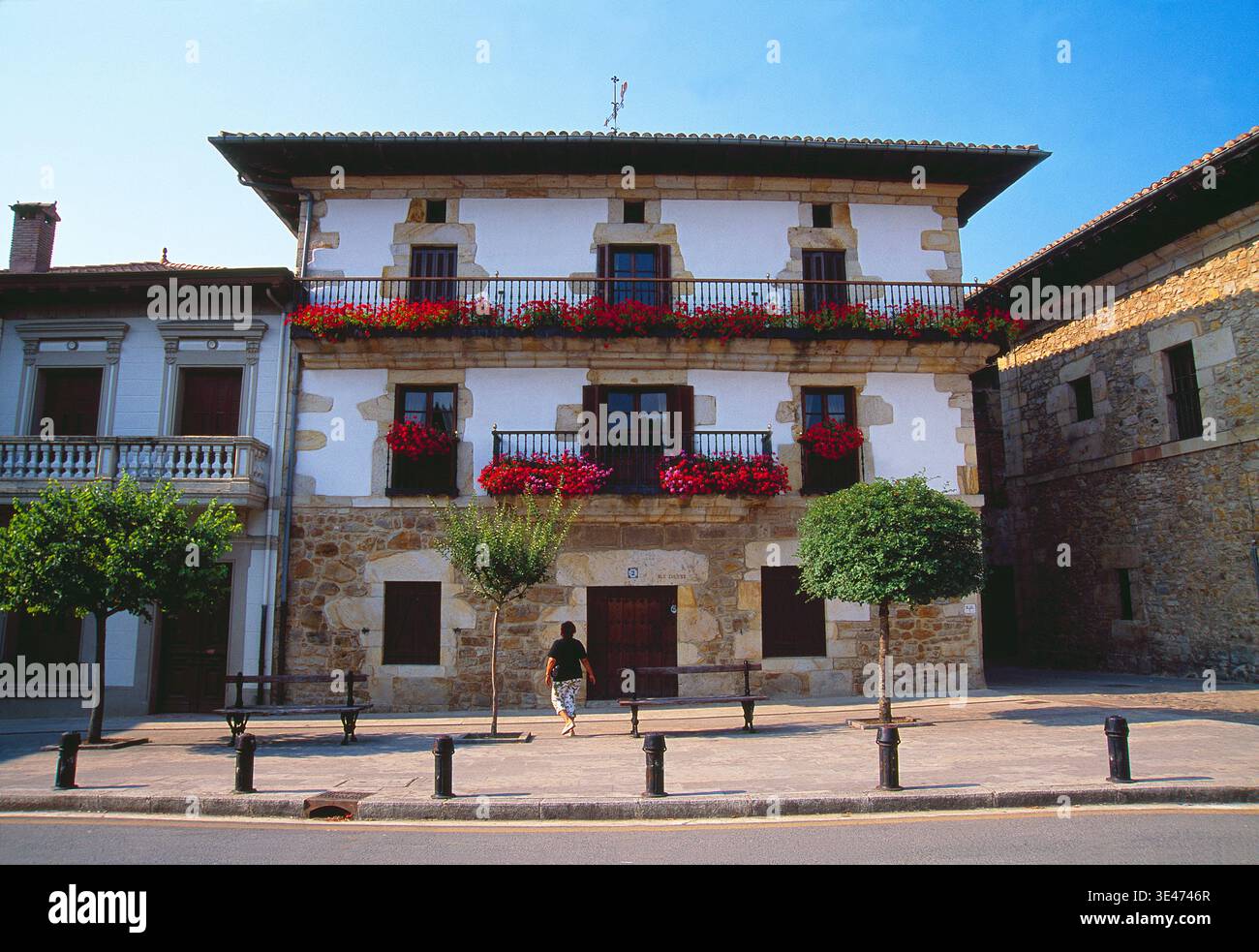 Facade of house. Otxandio, Vizcaya province, Basque country, Spain. Stock Photo