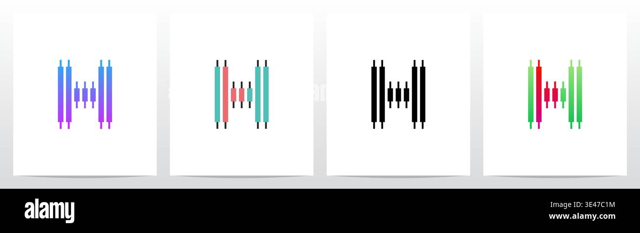 Candlestick Pattern Market Trading Letter Initial Logo Design H Stock Vector