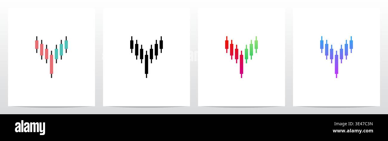 Candlestick Pattern Market Trading Letter Initial Logo Design Y Stock Vector