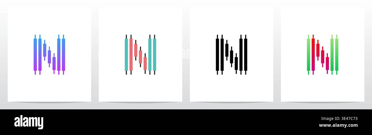 Candlestick Pattern Market Trading Letter Initial Logo Design N Stock Vector