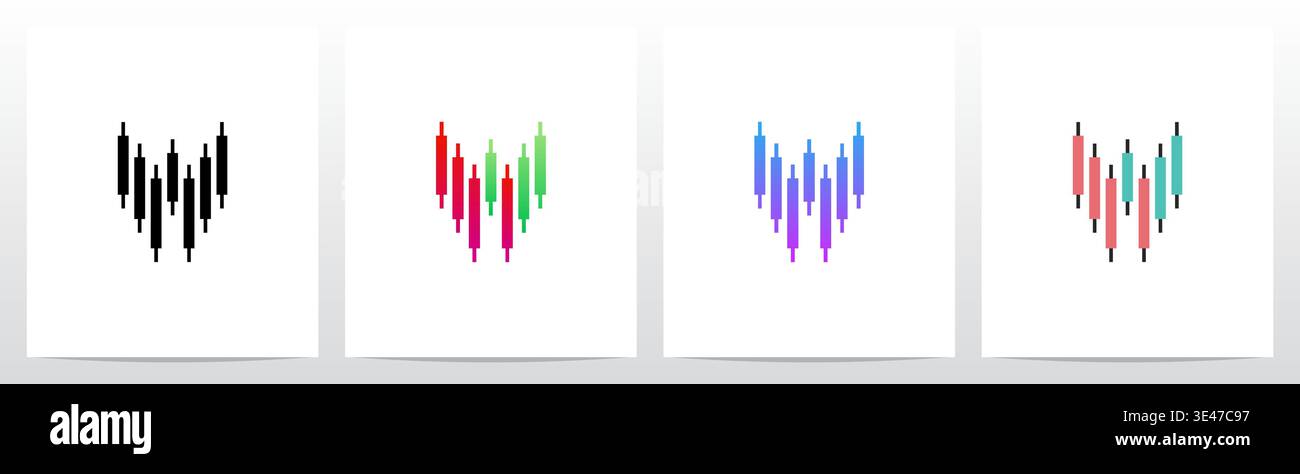Candlestick Pattern Market Trading Letter Initial Logo Design W Stock Vector