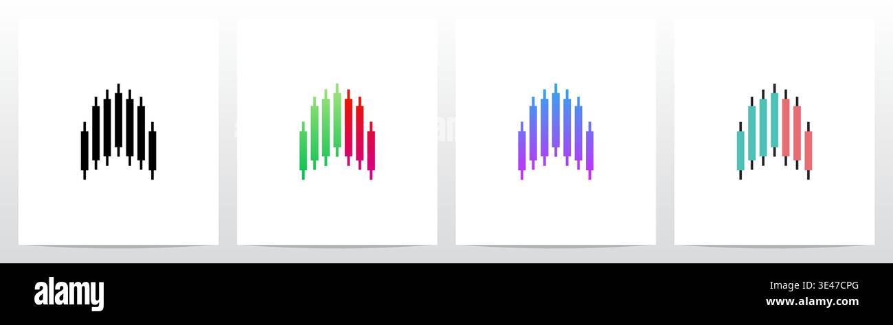 Candlestick Pattern Market Trading Letter Initial Logo Design A Stock Vector