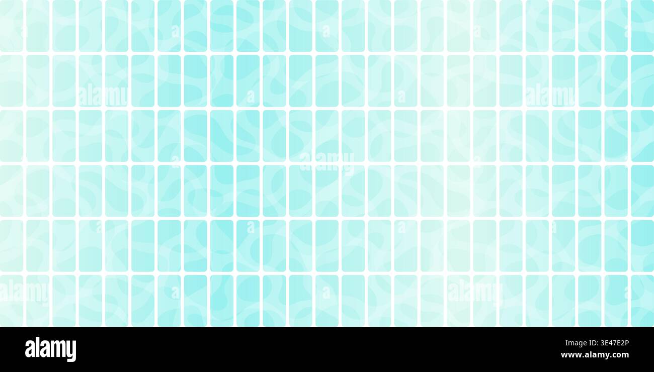 Light blue rounded rectangle pool tiles with soft water reflection pattern creating a calm geometric background Stock Vector
