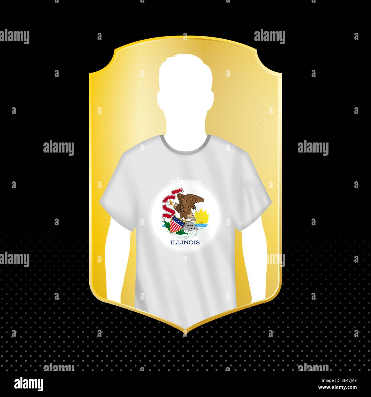 Illinois Football Player Silhouette Card with National Flag Icon ...