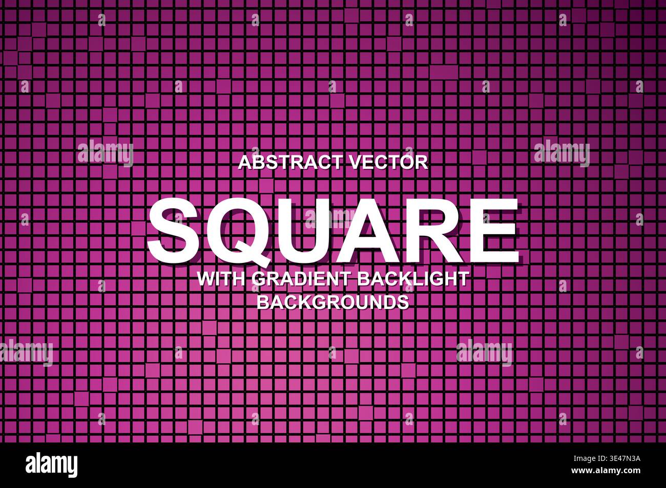 Abstract Tech Square Grid Background, Vector Cyberpunk Block Mesh with Neon Gradient Backlight and Modern Typography Poster Template Stock Vector