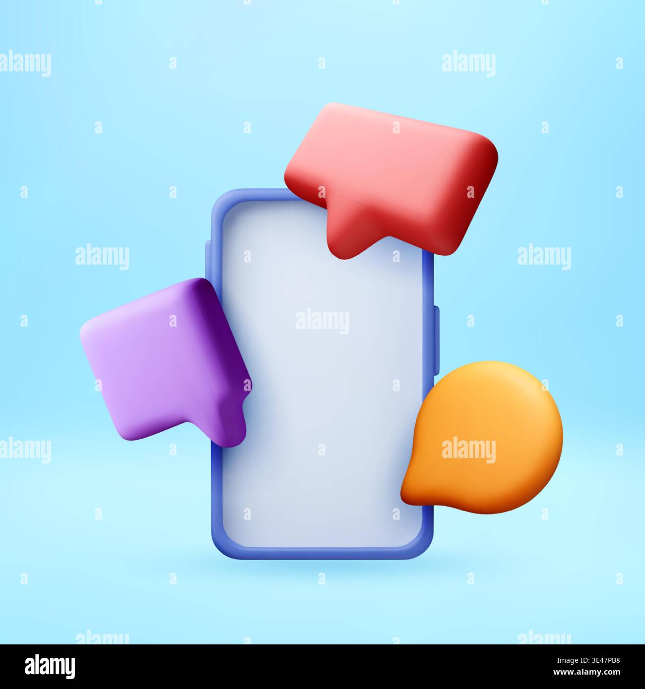 Smartphone with 3d notification bubbles on screen. Stock Vector