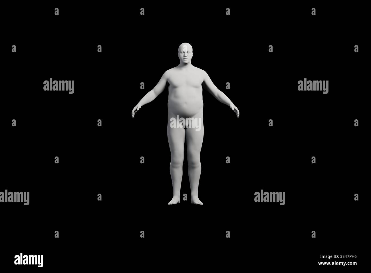 Fat Man Front 3D Fat Man standing Front View Matte Black Black Stock Photo - Alamy