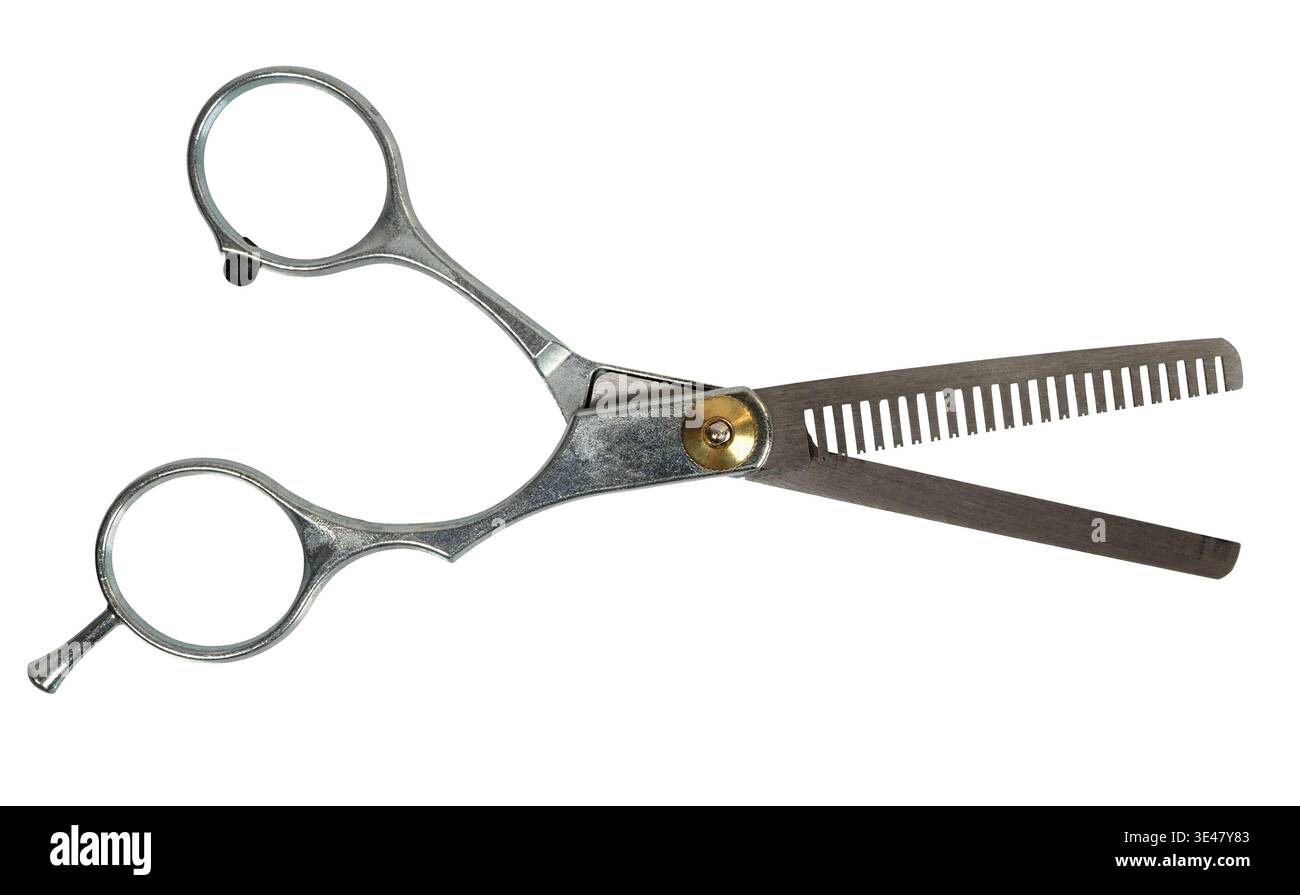 Barber thinning scissors isolated on white background Stock Photo