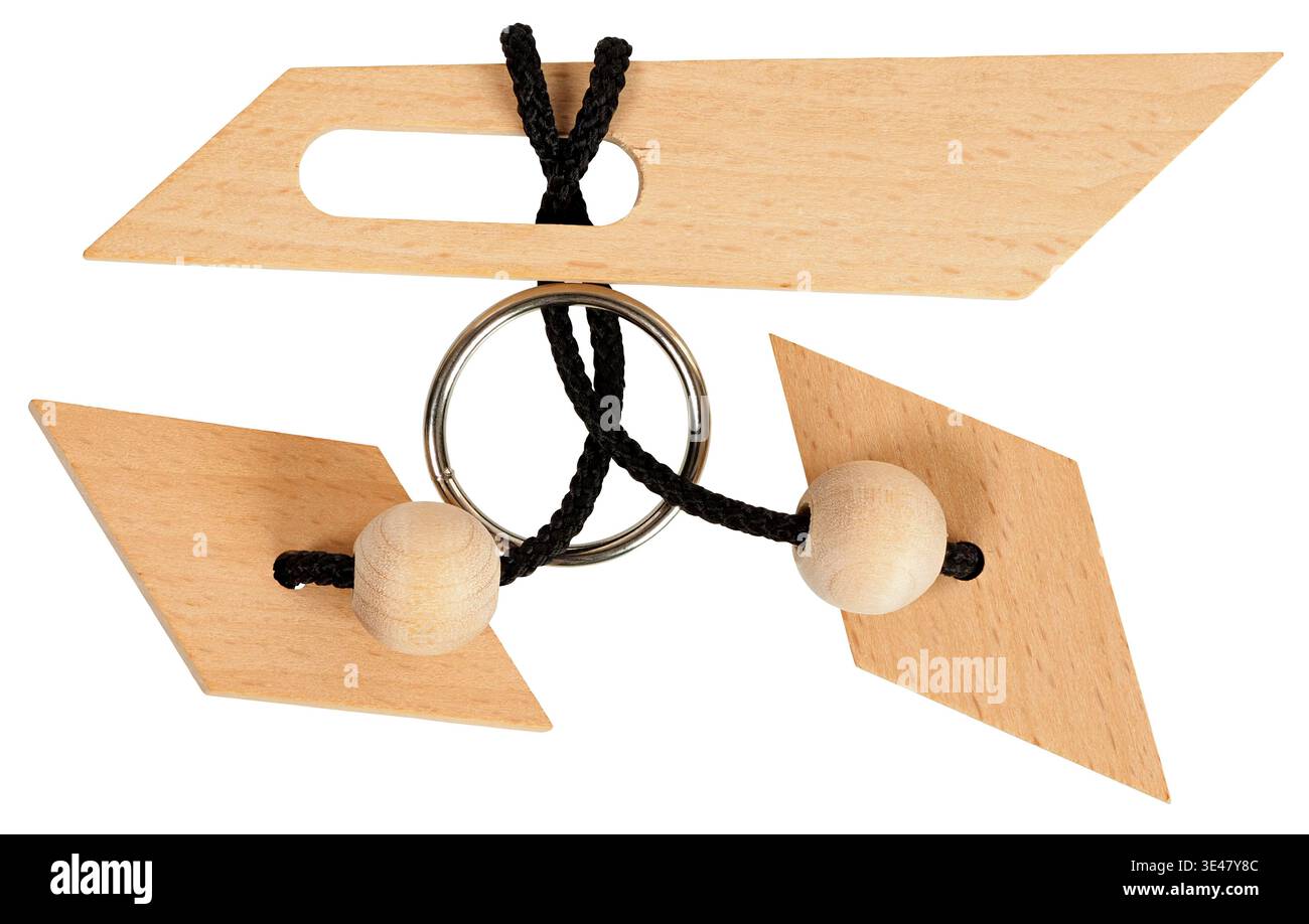 Wooden puzzle on white background Stock Photo