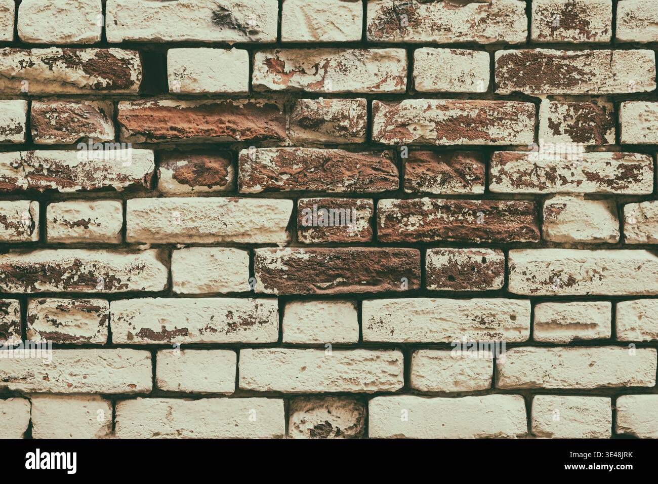 Old painted brick wall texture. Aged brickwork. Retro style grunge background Stock Photo