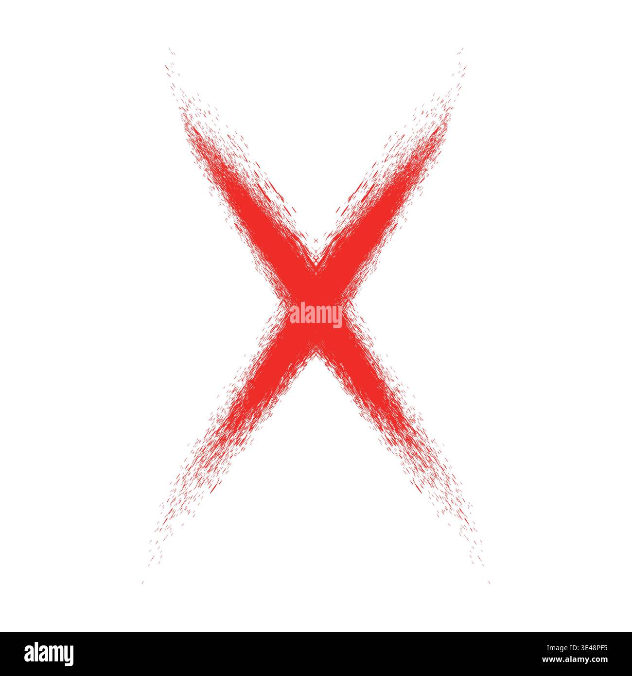 Red error symbol, brushstroke textured cross, incorrect warning icon Stock Vector