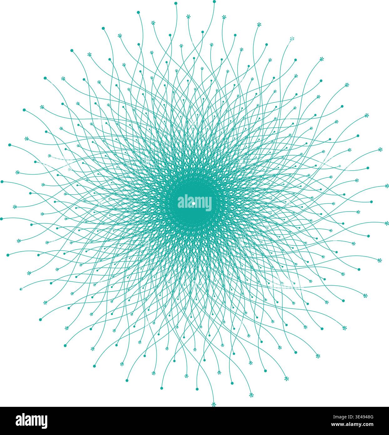 Abstract Teal Neural Network Mandala Vector Stock Vector