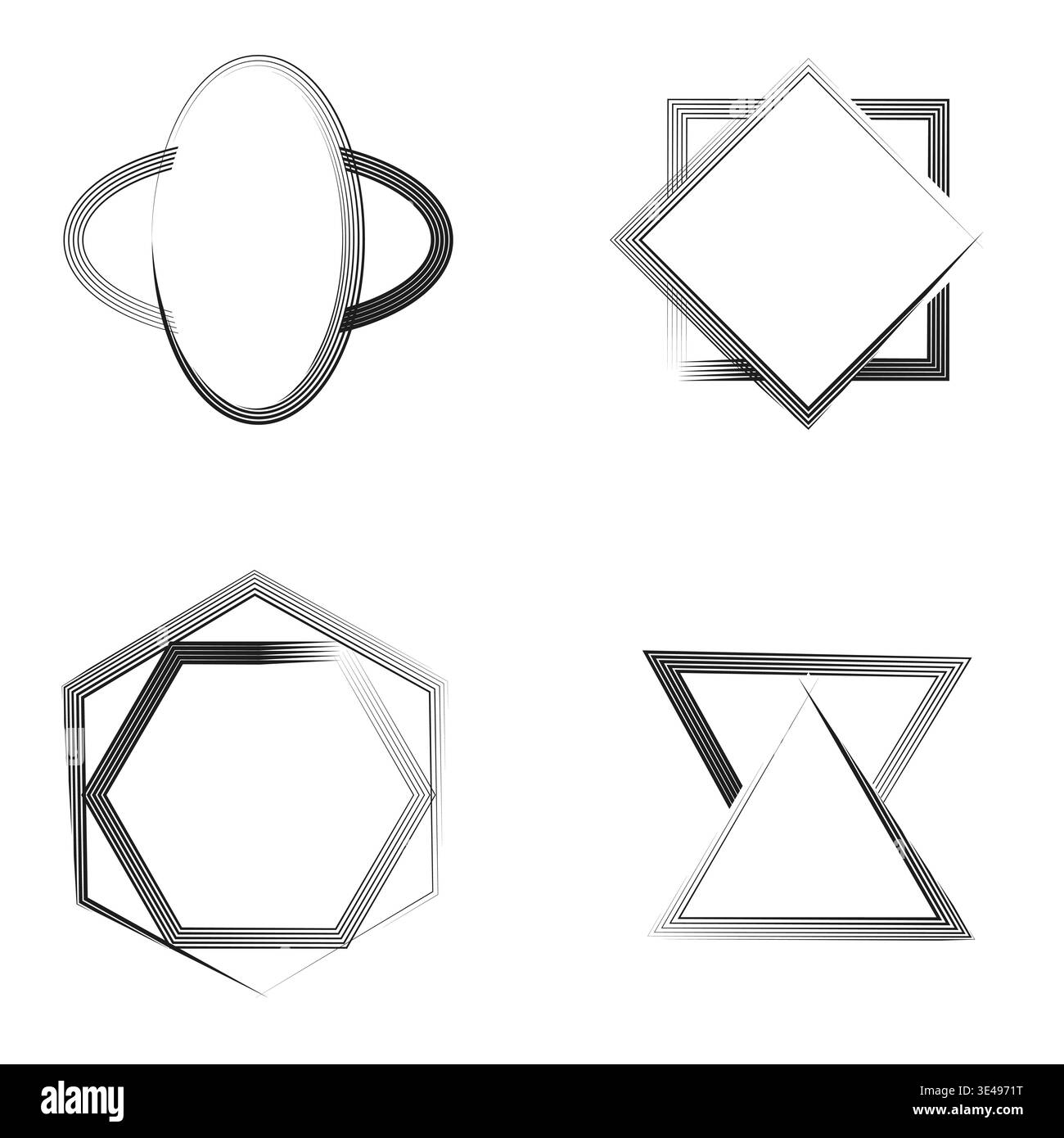 Abstract frames set. Sketchy border Vector. Geometric shape symbols. Textured line collection. Stock Vector