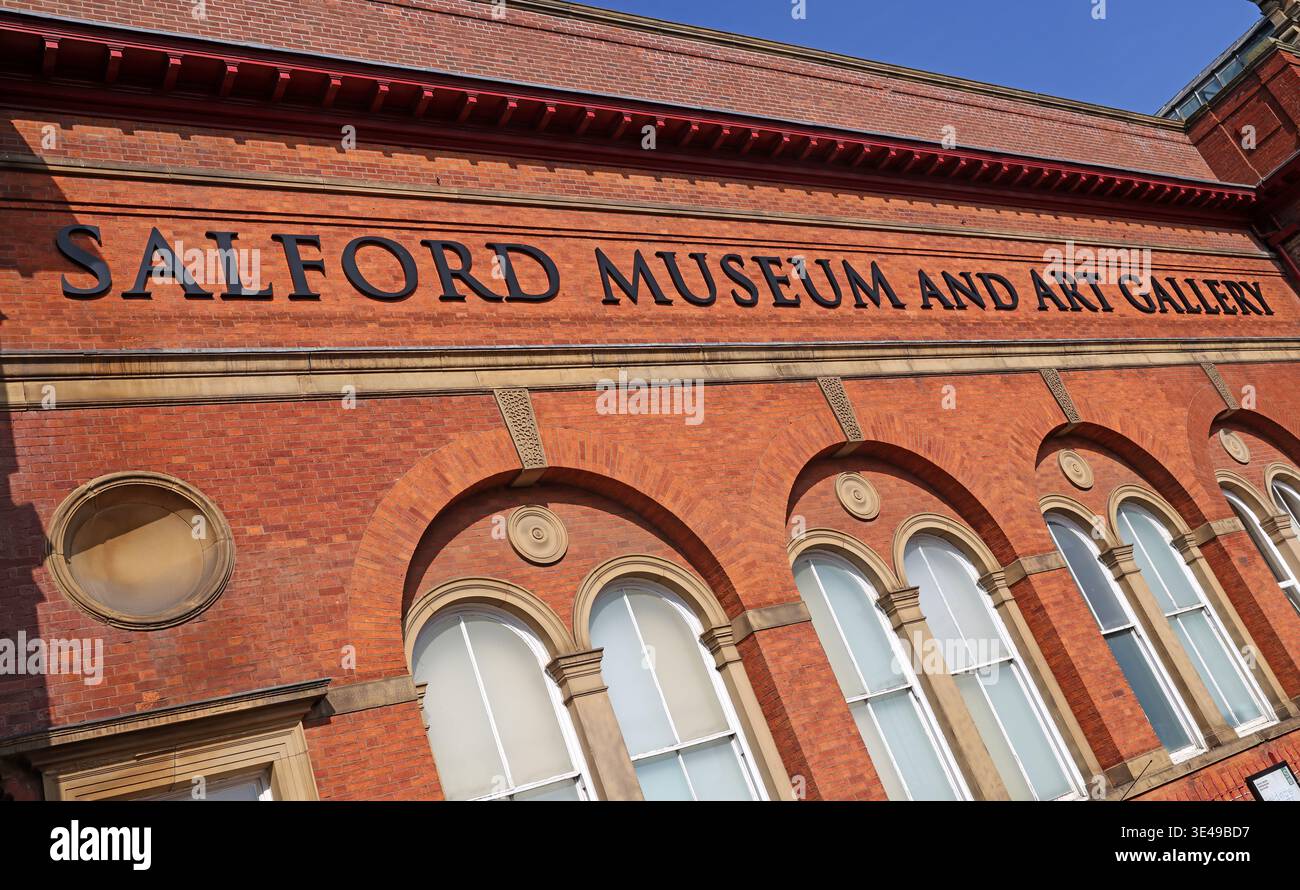 Salford Museum and Art Gallery exterior lettering Stock Photo