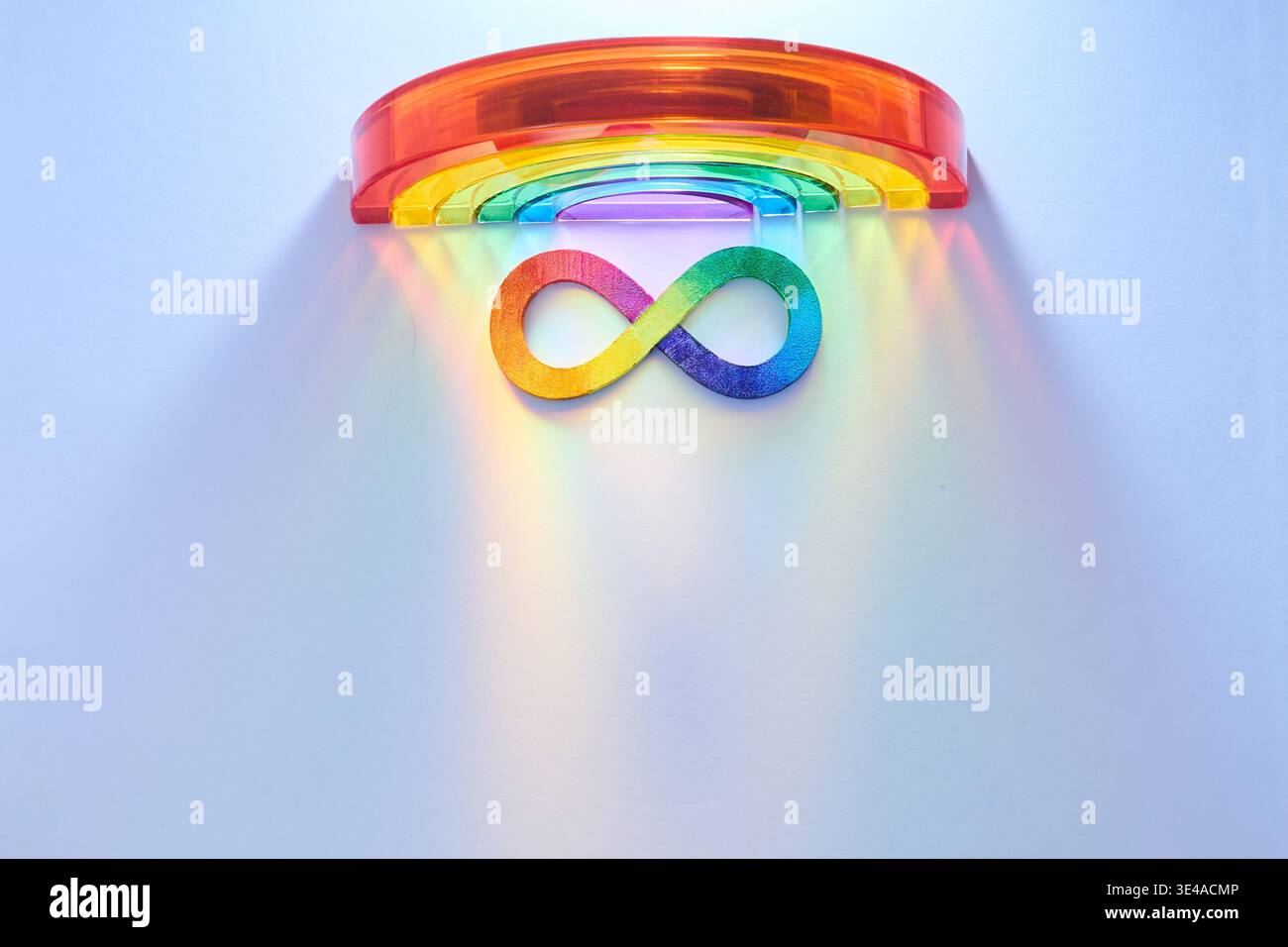 Rainbow infinity symbol representing neurodiversity and autism spectrum Stock Photo