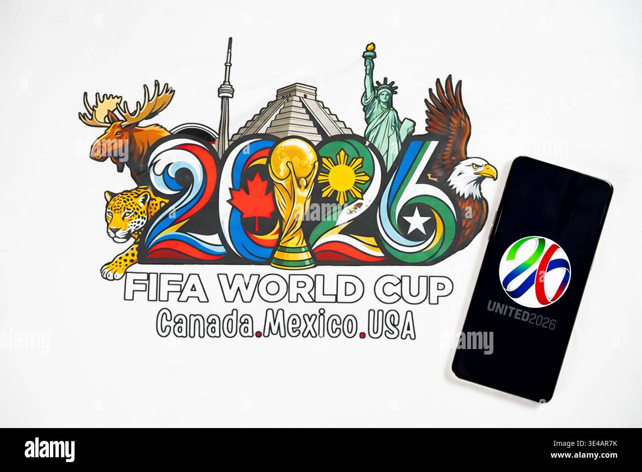 ZHONGSHAN China-March 15 2026: T shirt with the 2026 FIFA World Cup ...