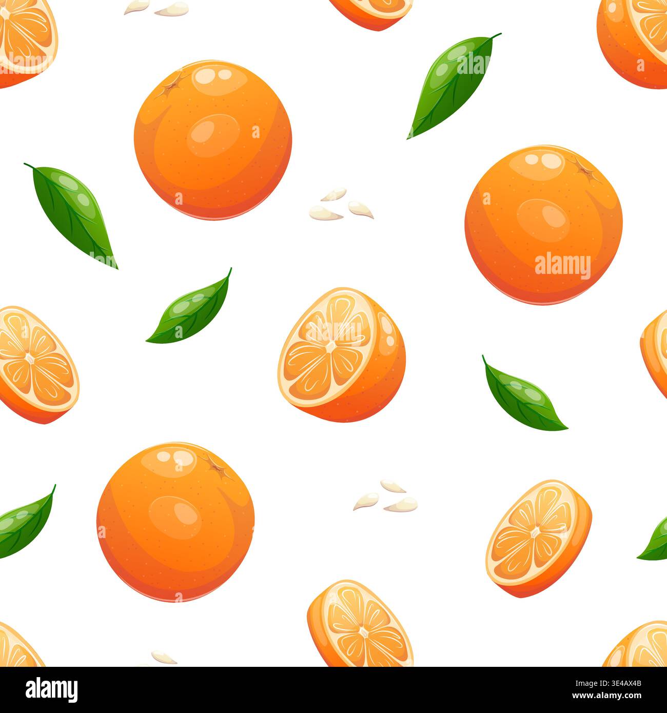 Vector seamless pattern featuring whole and sliced oranges Stock Vector
