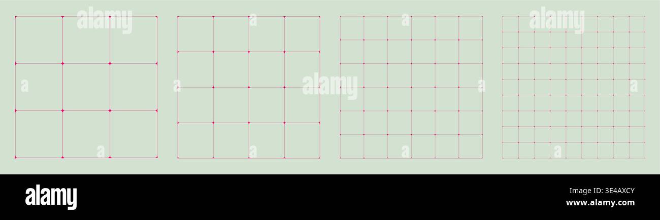 Square grid collection rounded cell geometry, four samples blueprint ...