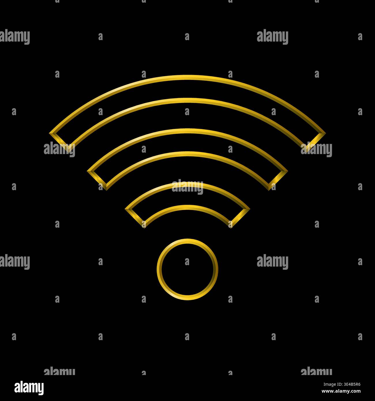 Wi-fi connection icon, metallic golden gradient strokes. Network, signal, web, wireless symbol. Stock Vector