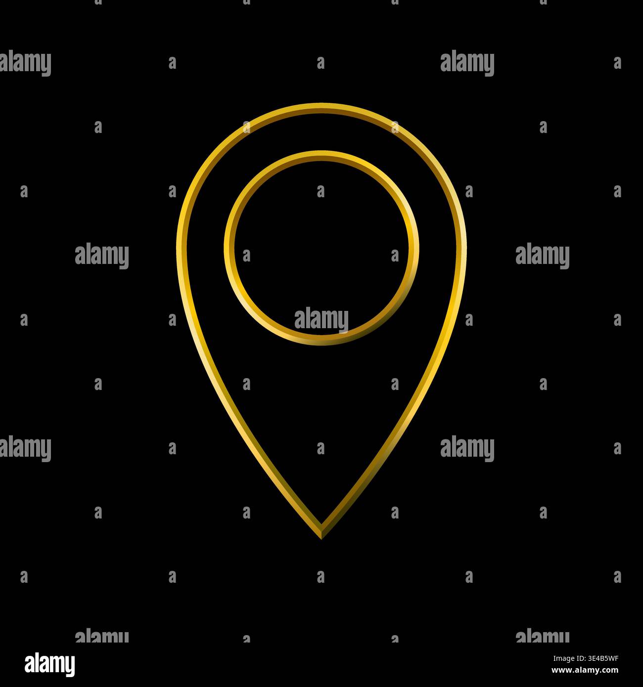 Point map pin, gold lines in metallic aesthetic. Navigation, pointer, mark, direction, gps symbol. Stock Vector