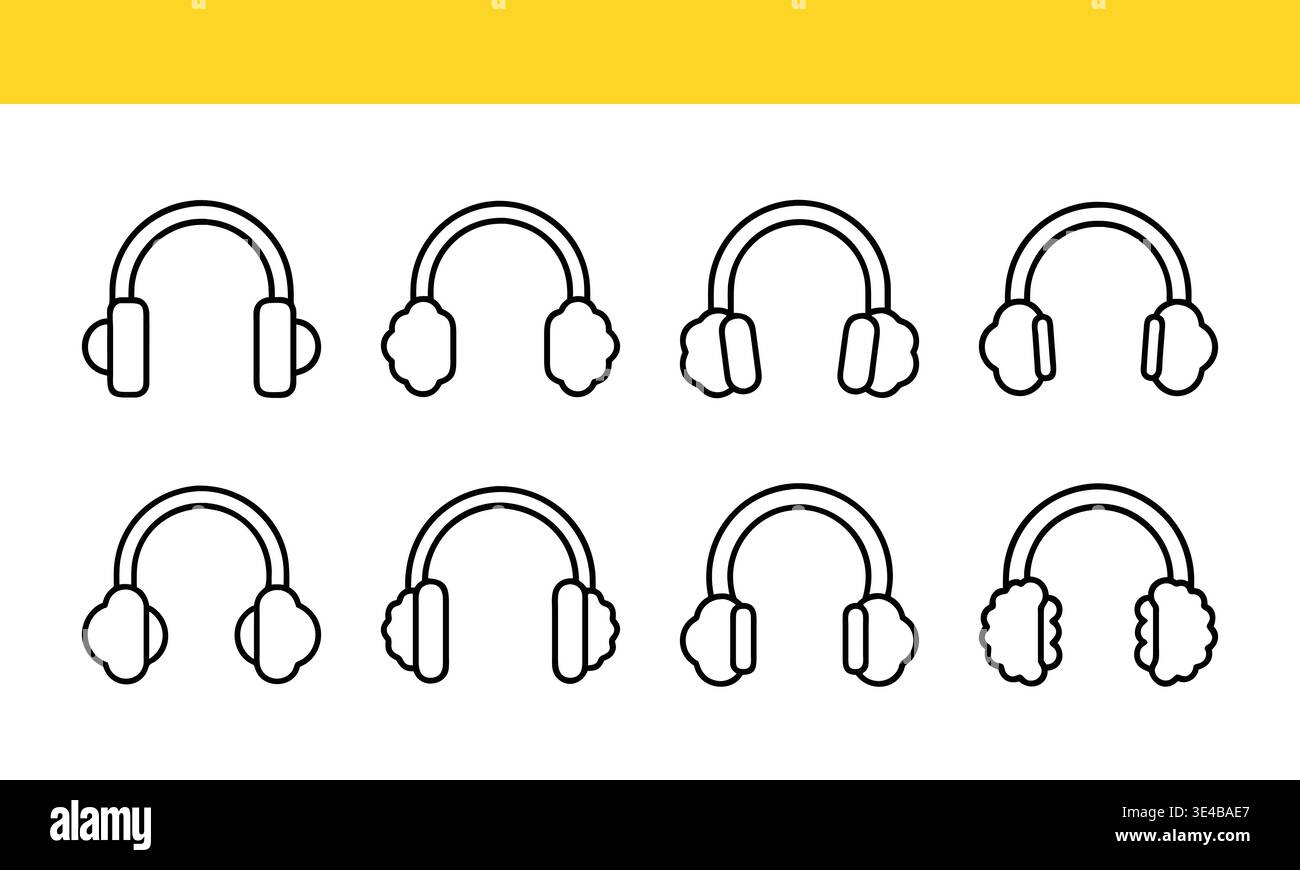 Diverse Headphones Illustrations Stock Vector
