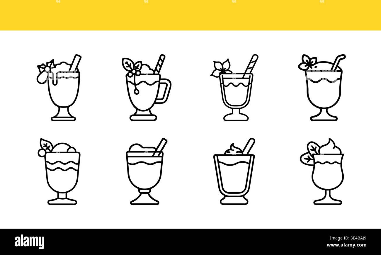 Beverage and Cocktail Illustration Set Stock Vector