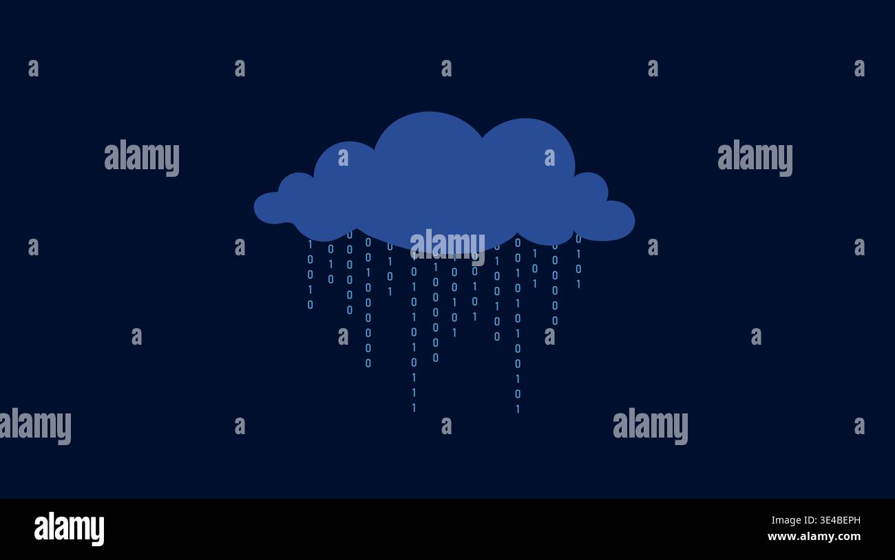 Binary Rain background. Techno banner with abstract hacker code. Digital data technology concept. Vector illustration Stock Vector