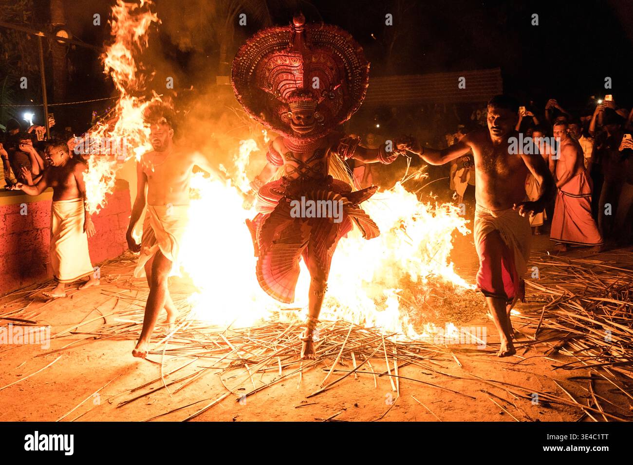 Spectacular fire theyyam, an ancient sacred ritual dance performance ...