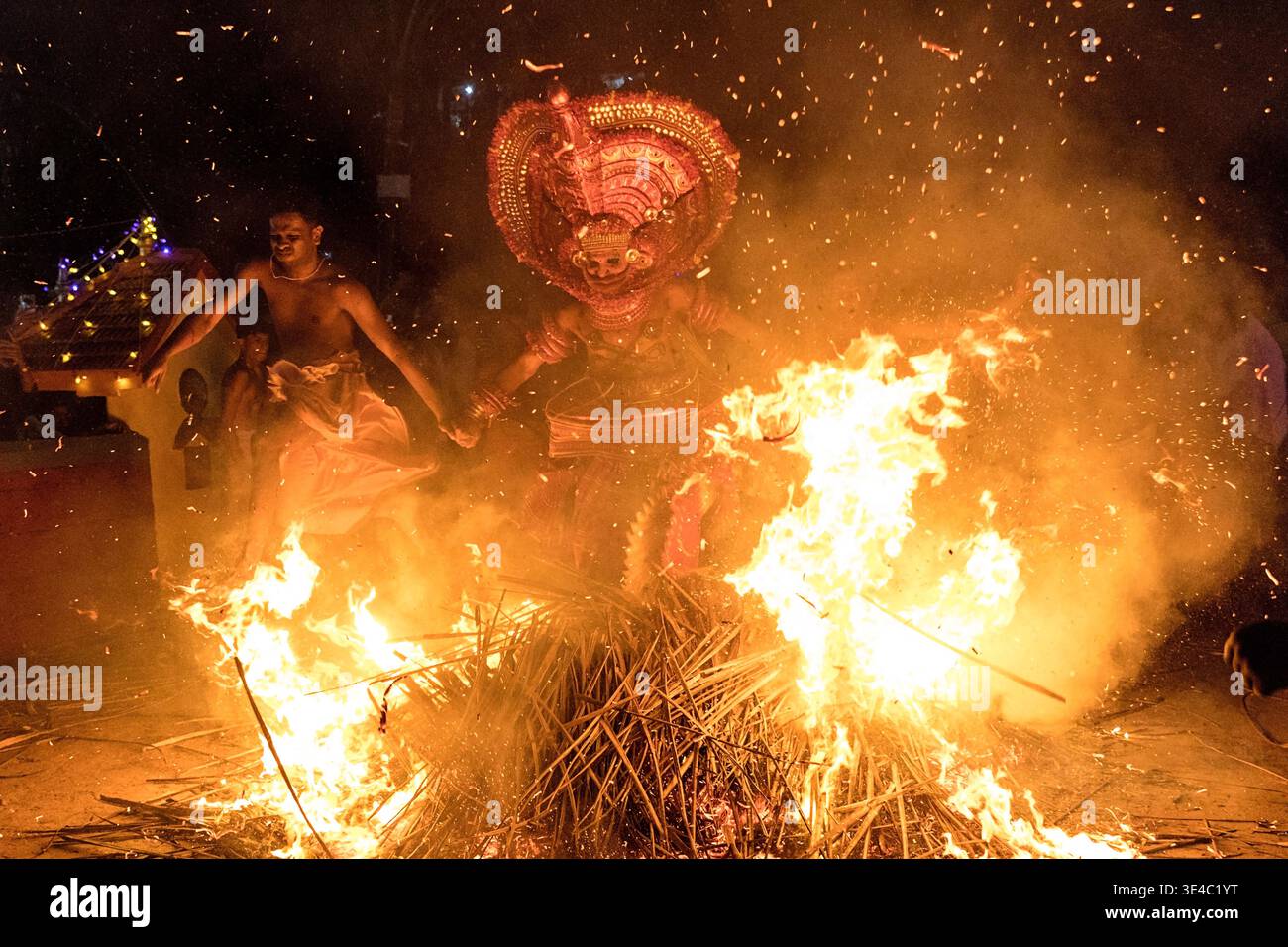 Spectacular fire theyyam, an ancient sacred ritual dance performance ...