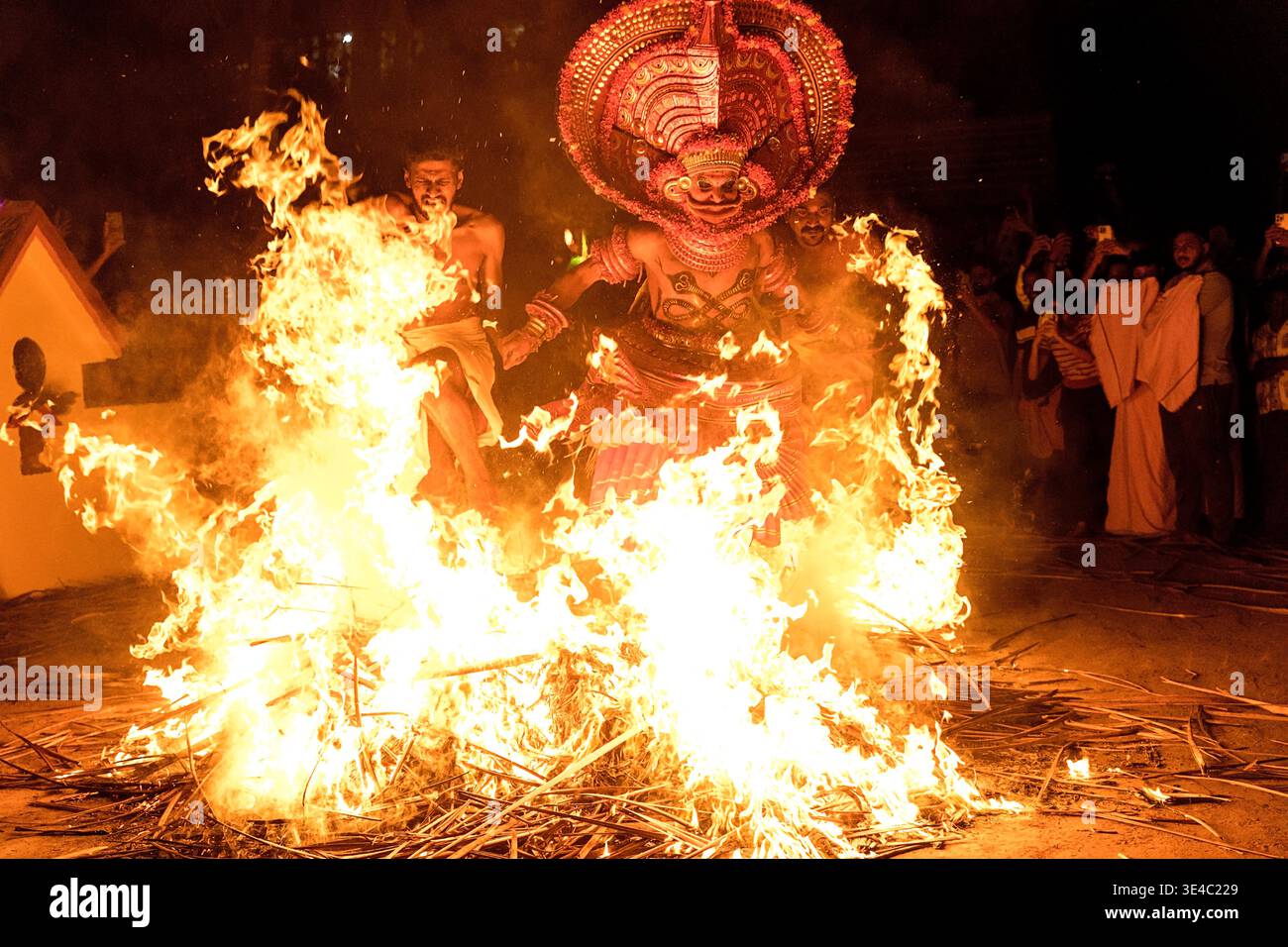 Spectacular fire theyyam, an ancient sacred ritual dance performance ...