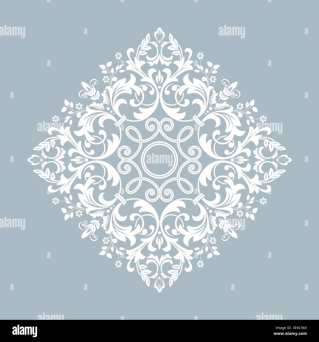 Damask graphic ornament. Floral design element. Blue vector pattern Stock Vector