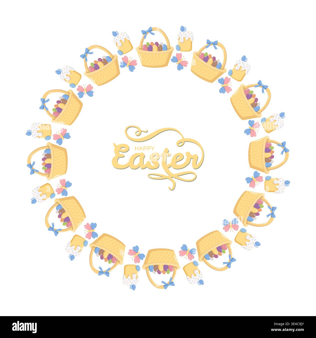 Happy Easter Wreath Design Stock Vector