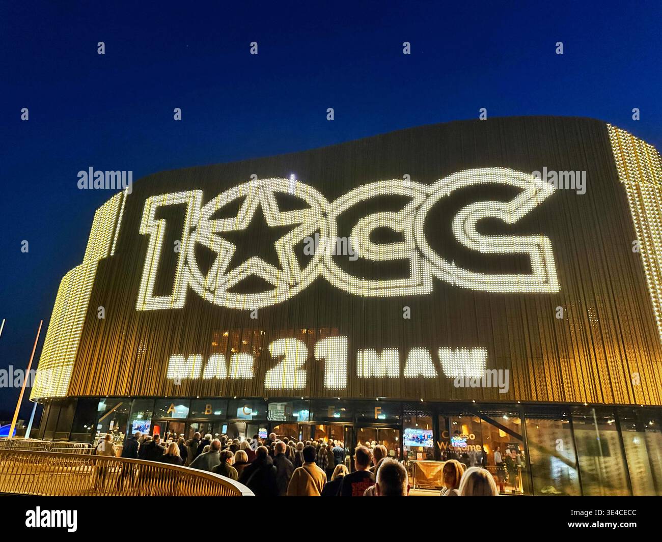 Swansea arena displaying the name 10CC prior to their gig of March 2026. - Smartphone Captured Stock Image