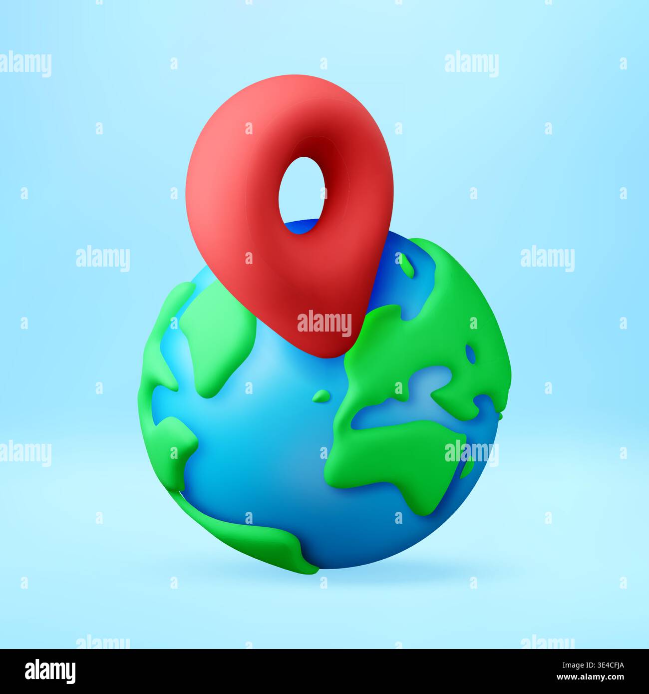 3D Red map pin on Earth globe. Stock Vector