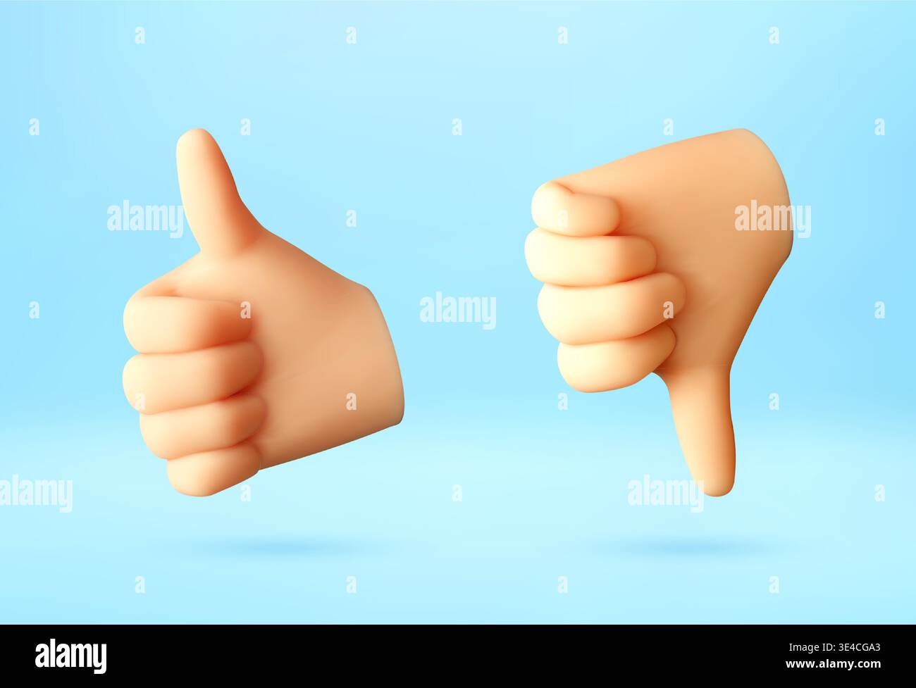 3d hands showing thumbs up and thumbs down gesture Stock Vector
