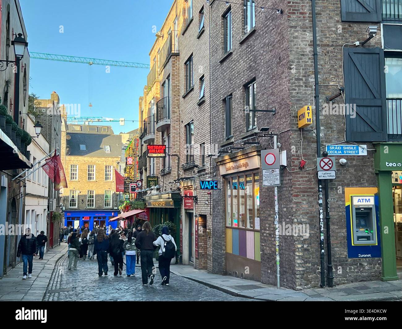 Tourists in temple Bar District, Dublin City Centre, Ireland - Smartphone Captured Stock Image