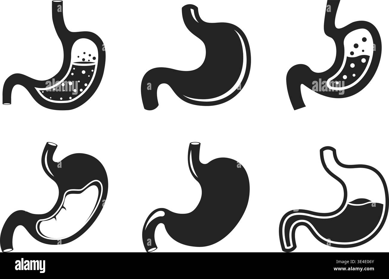 Gerd stomach icon set collection in flat style. Reflux vector ...